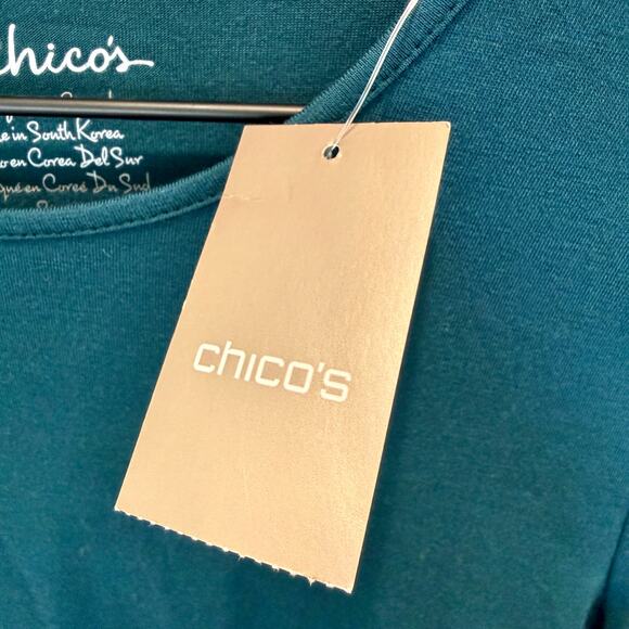 NWT Chico’s Smooth Karina Shirttail Top Goddess Green Size 0 - Picture 5 of 8